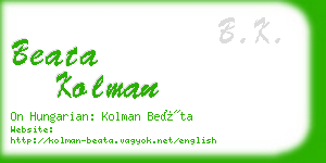 beata kolman business card